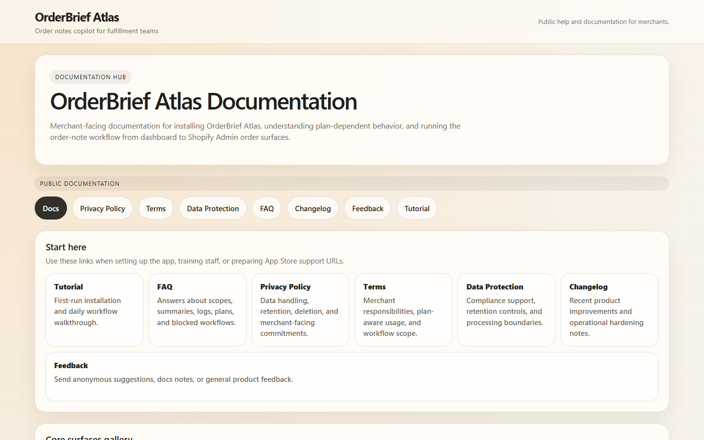 OrderBrief Atlas product screen screenshot