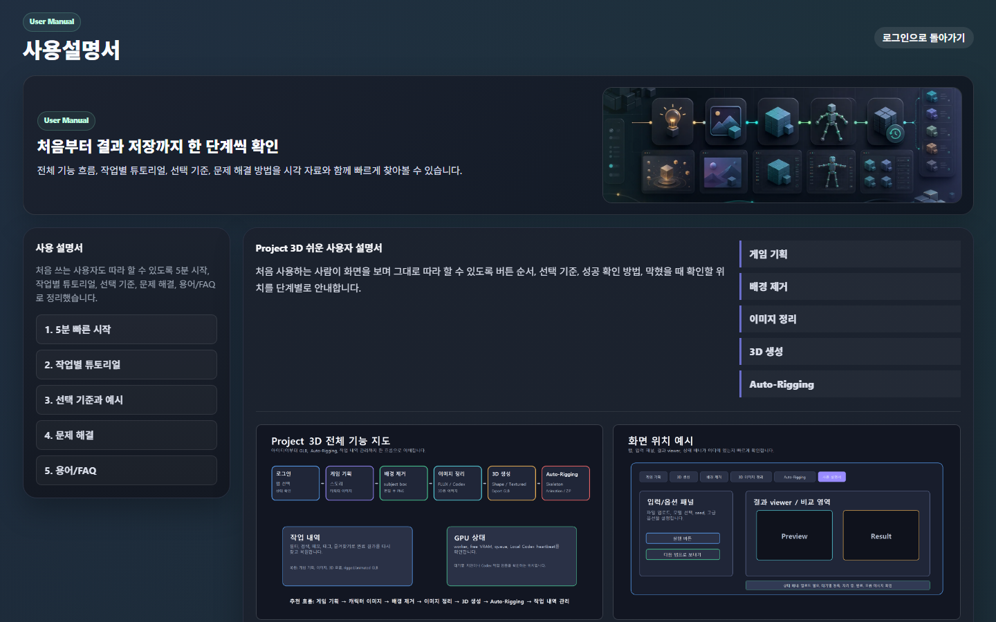 Project 3D workflow screen screenshot